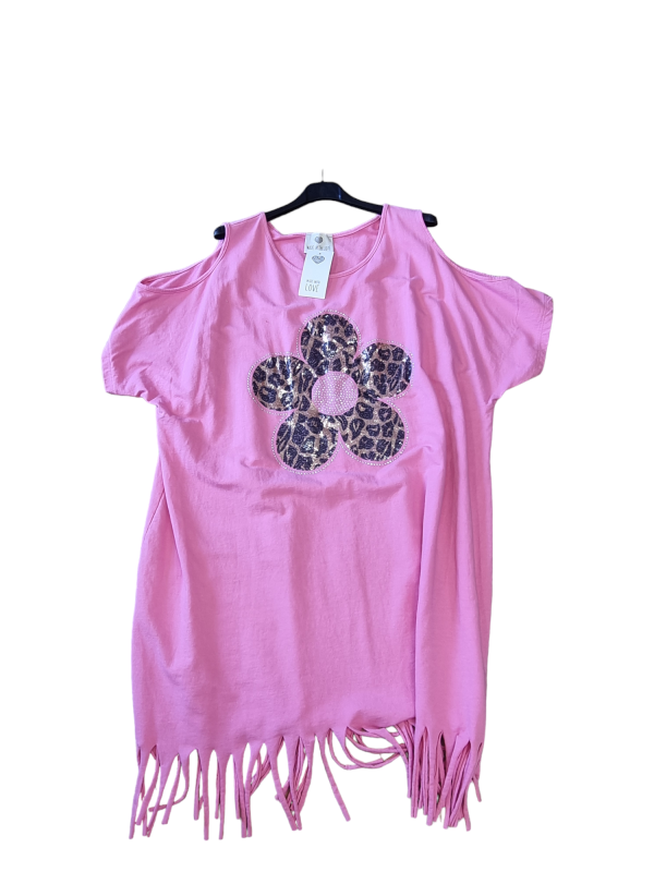 Pink Flower Top - 1 Size Up To 24-26