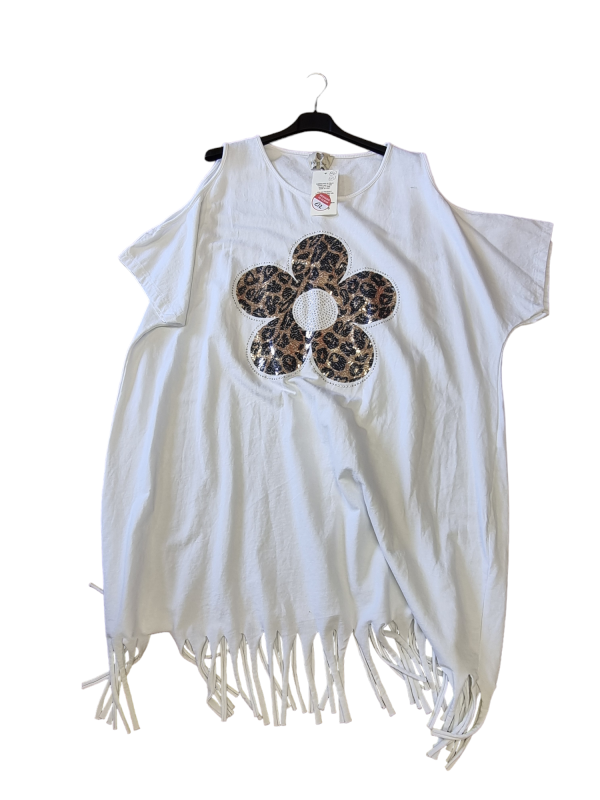 White Flower Top - 1 Size Up To 24-26