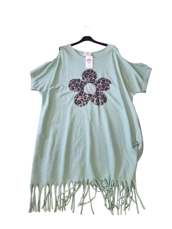 Green Flower Top - 1 Size Up To 24-26